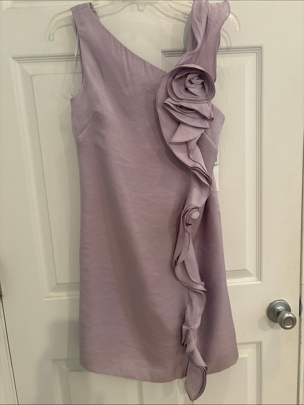 London Times Lavender One-Shoulder Ruffle Dress
